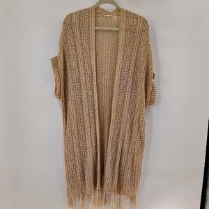Jodifl Cream Open Cardigan Cover Size Small Crochet With Fringe No Sleeve